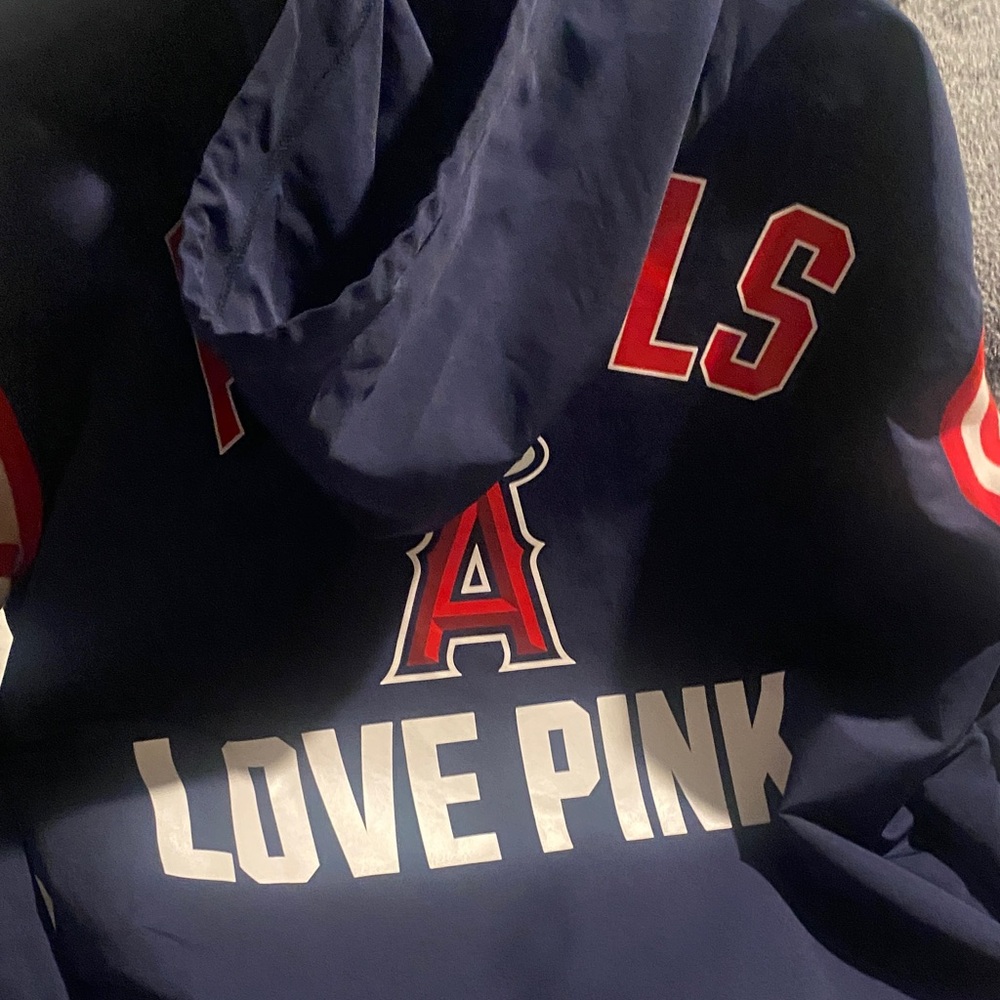 Angels baseball PINK Victoria's Secret Navy Hoodie windbreaker - Picture 8 of 9